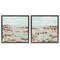 Stupell Industries Mint Pastel Abstract Vista 2 pc Framed Floater Canvas Wall Art Set Design by June Erica Vess